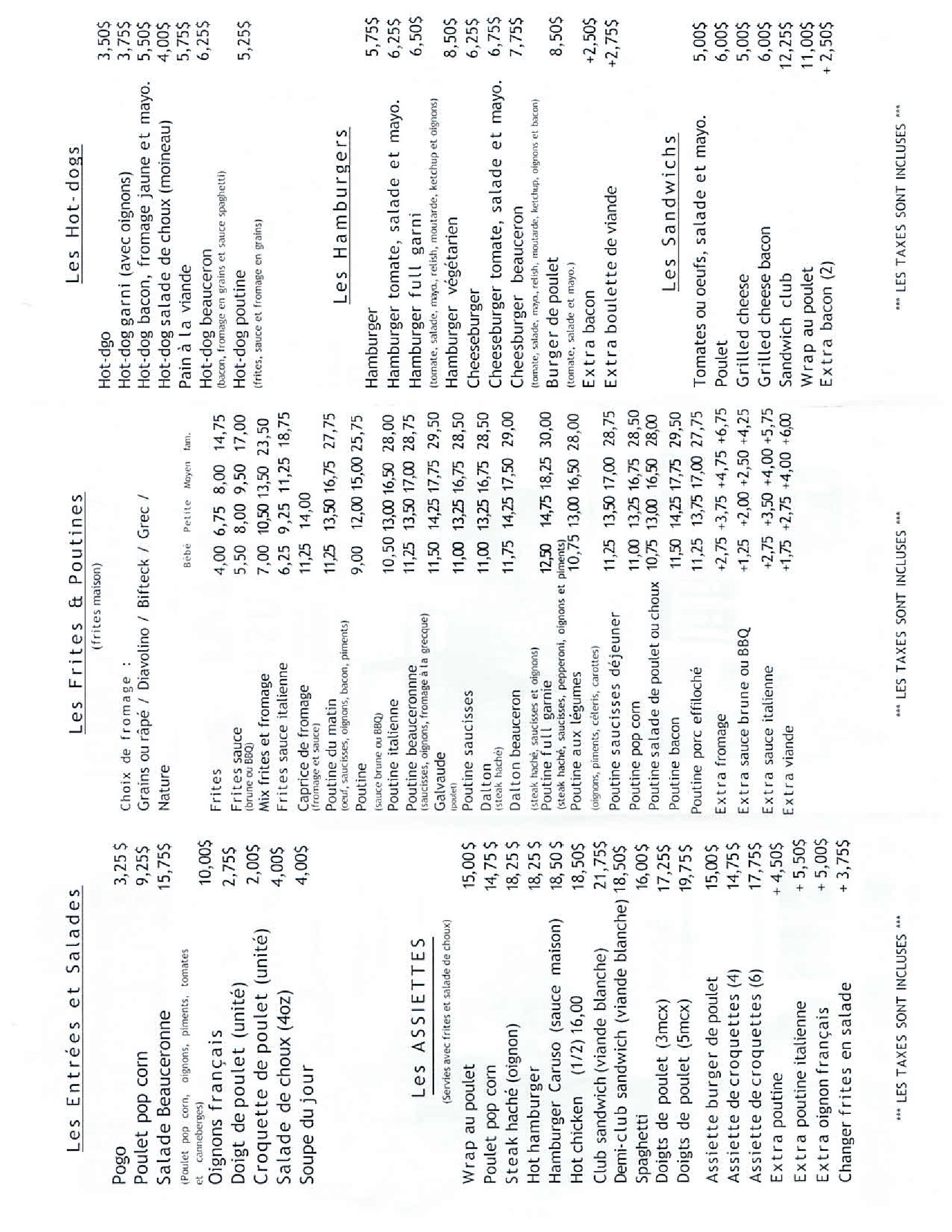 menu 2025 casse croute beauceron 2