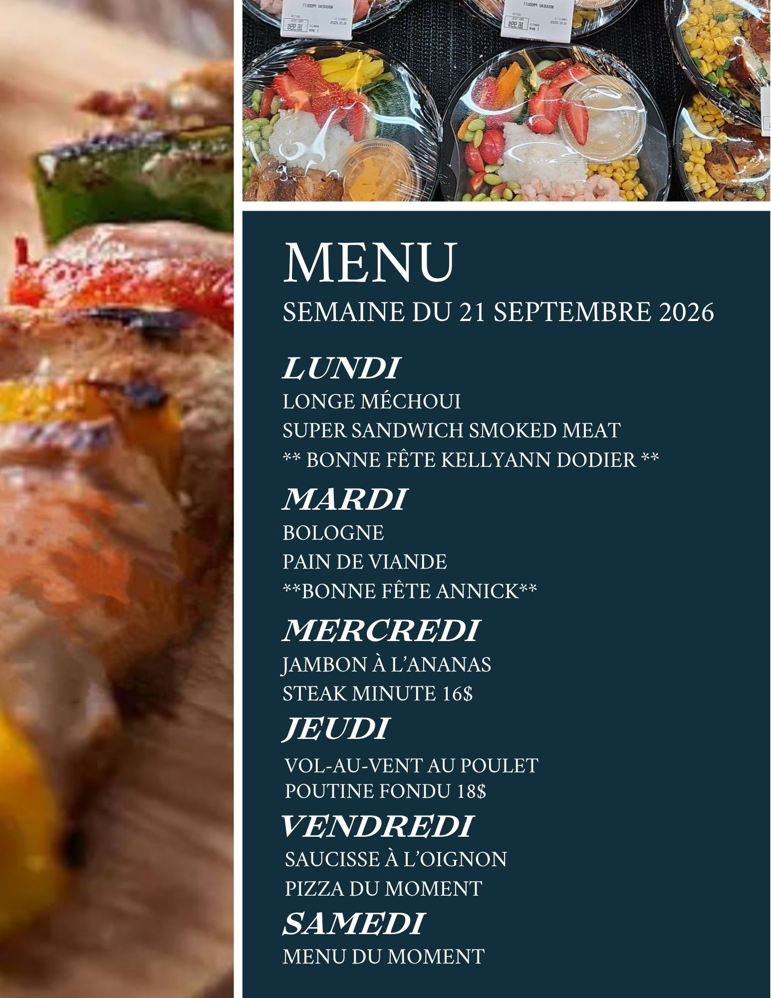 menu epicerie lessard