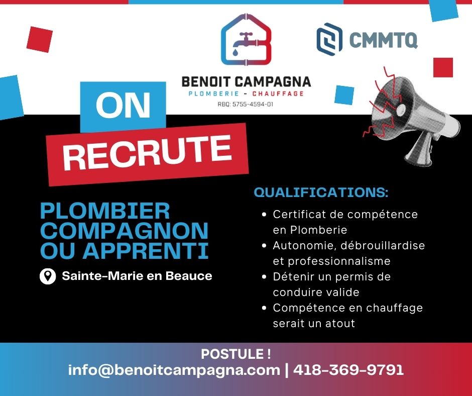 Emploi plombier compagnon / apprenti